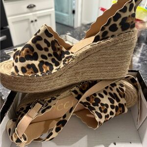 Leopard Print Wedge Sandals